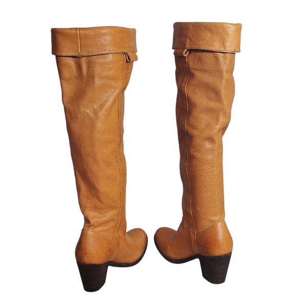 Frye Taylor Honey Brown Over the knee Tall Foldover Flap Riding Boots Western - Picture 7 of 15